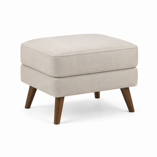 Fußhocker Beige aus Polyester rechteckig mit Massivholzbeinen 70 x 55 x 45 cm
