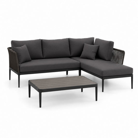 Gartenlounge Set Anthrazit Aluminium Olefin Ecksofa mit Couchtisch 240 x 150 cm