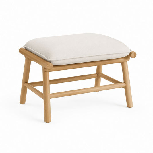 Fußhocker mit Polsterkissen in Beige aus Massivholz 60 x 40 x 45 cm